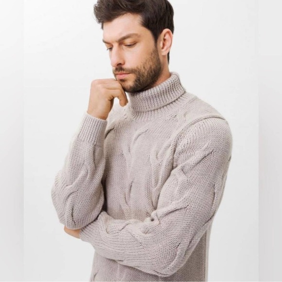 BRAX FEEL GOOD BRIAN PULLOVER WOOL TURTLENECK IN CREAM NWT MEN'S SIZE MEDIUM - Picture 2 of 16